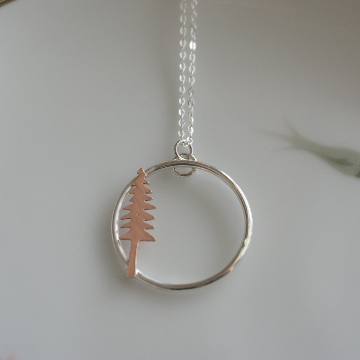 Mixed Metal Evergreen Tree Necklace