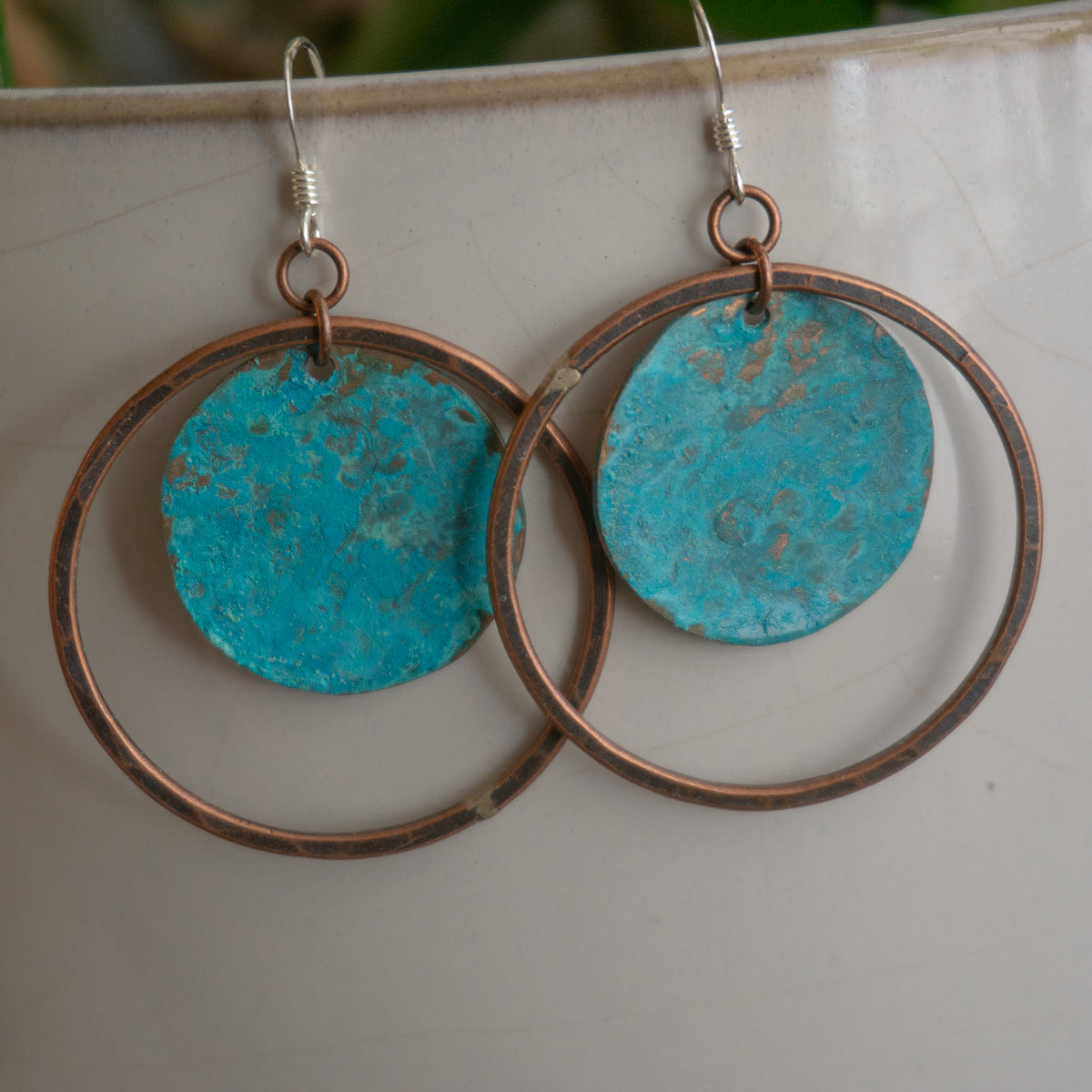 Verdigris Copper Hoops