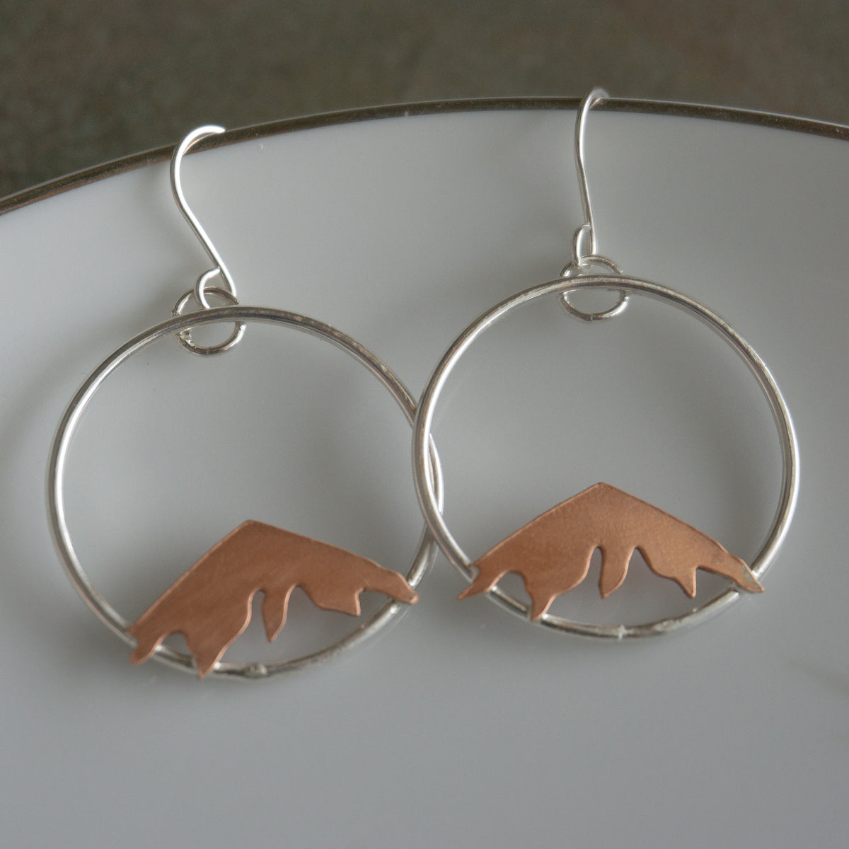 Mixed Metal Mountain Hoop Earrings