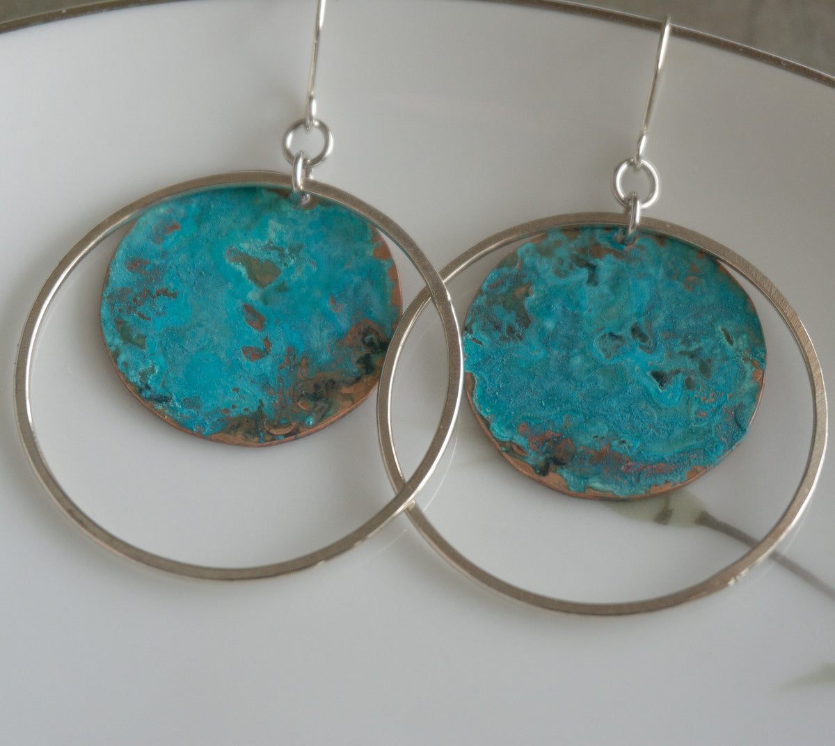 Verdigris Sterling Silver Hoops