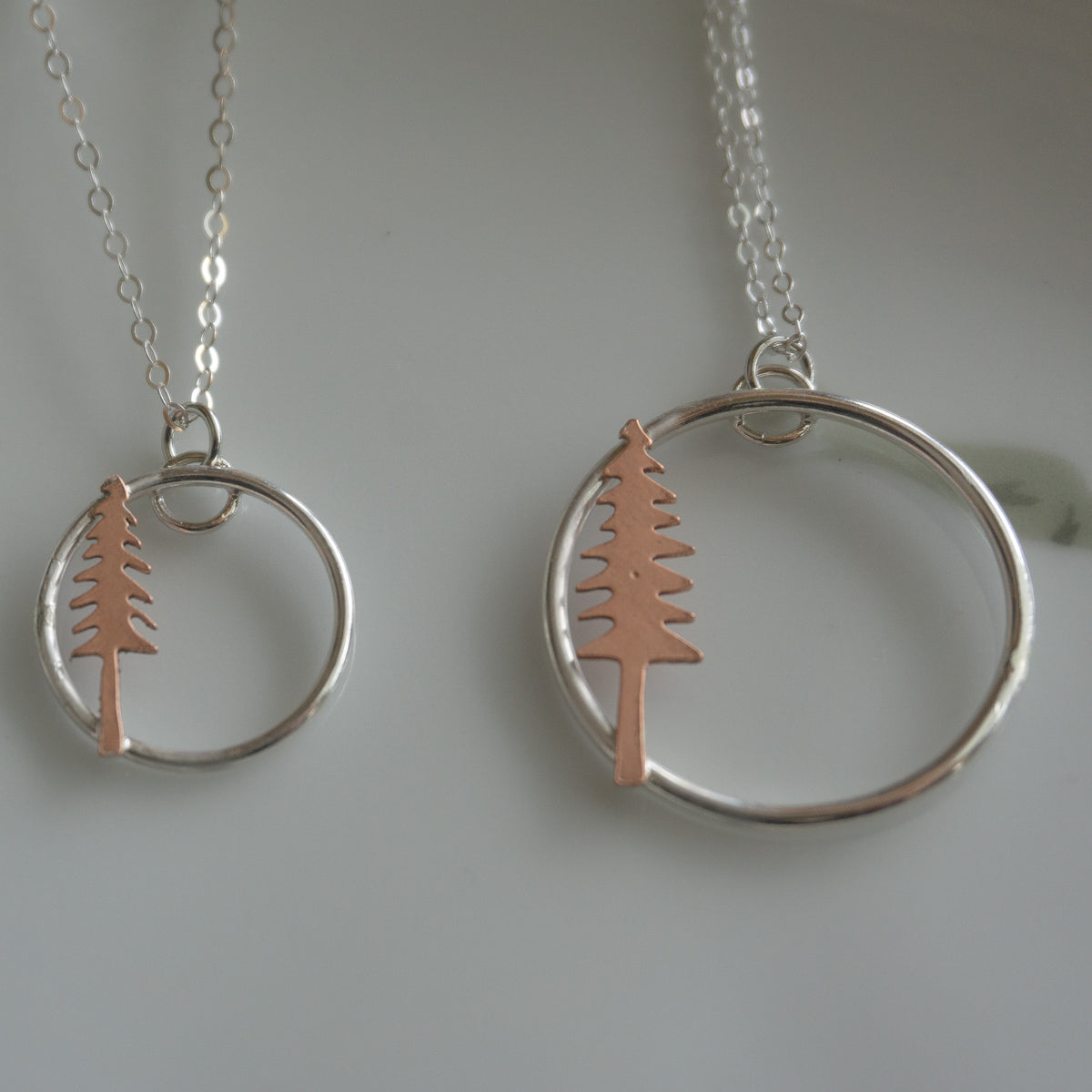 Mixed Metal Evergreen Tree Necklace