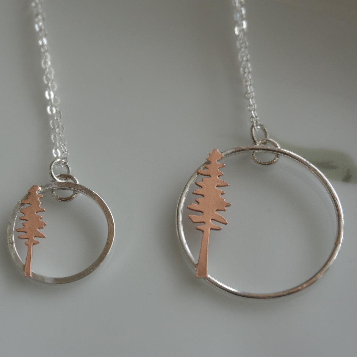 Mixed Metal Tree Hoop Necklace