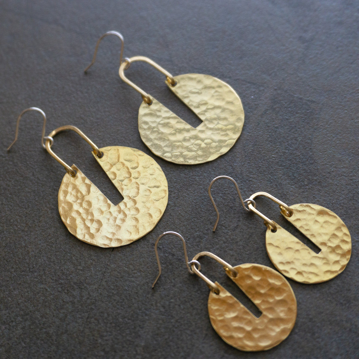 Kinetic Brass Sundial Earrings