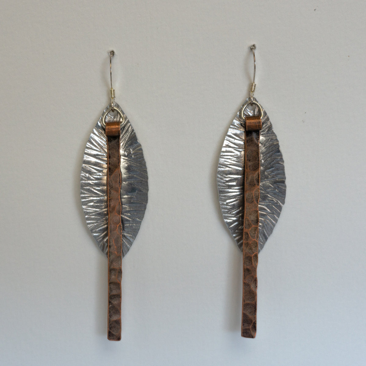 Wide Aluminum and Copper Feather Earrings