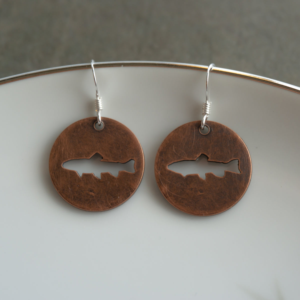 Cutout Copper Trout Earrings