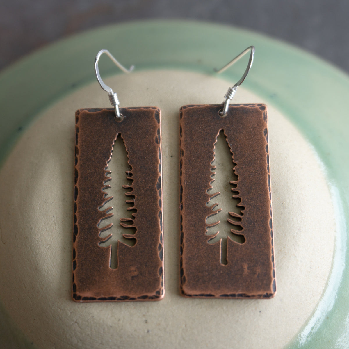 Cutout Copper Tree Earrings