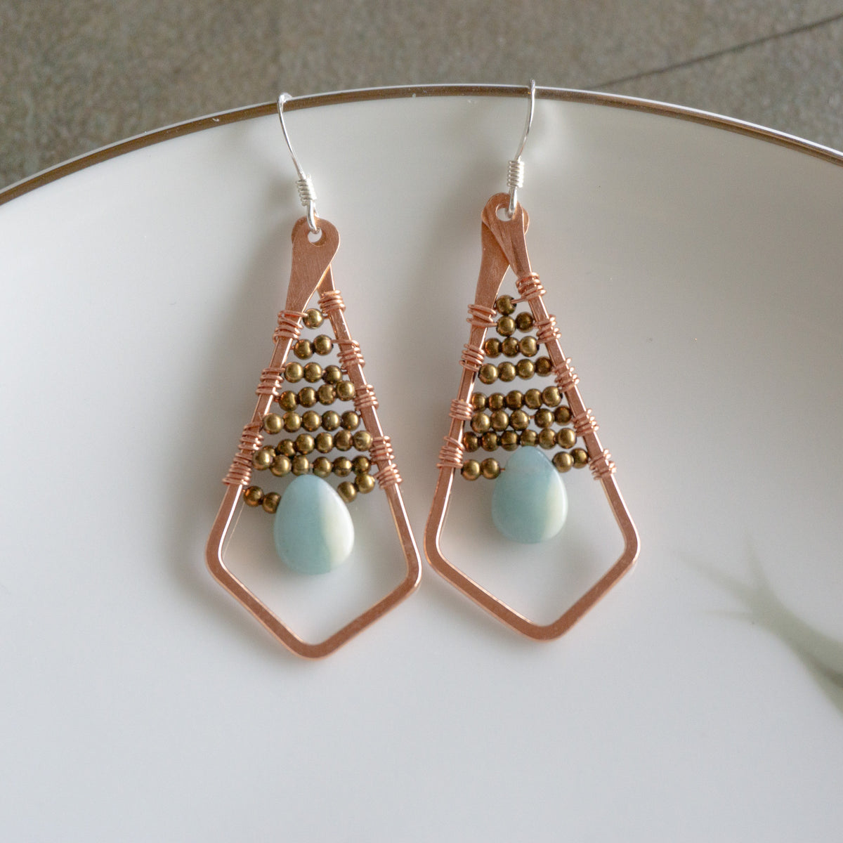 Soiree Earrings - Copper &amp; Amazonite